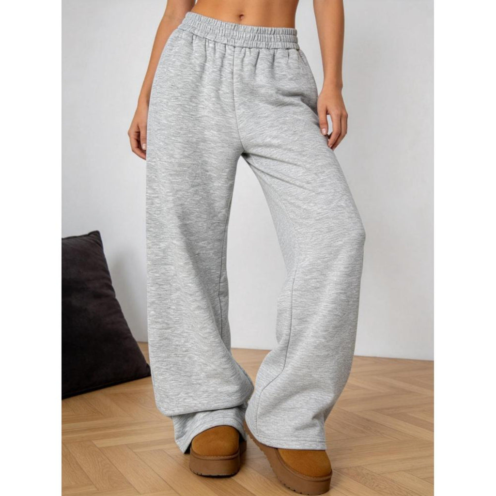 Women Casual Gray Wide Leg Long Pants, Soft Skin-Friendly Loose Trousers For Daily Commute Shopping Travel Gatherings
