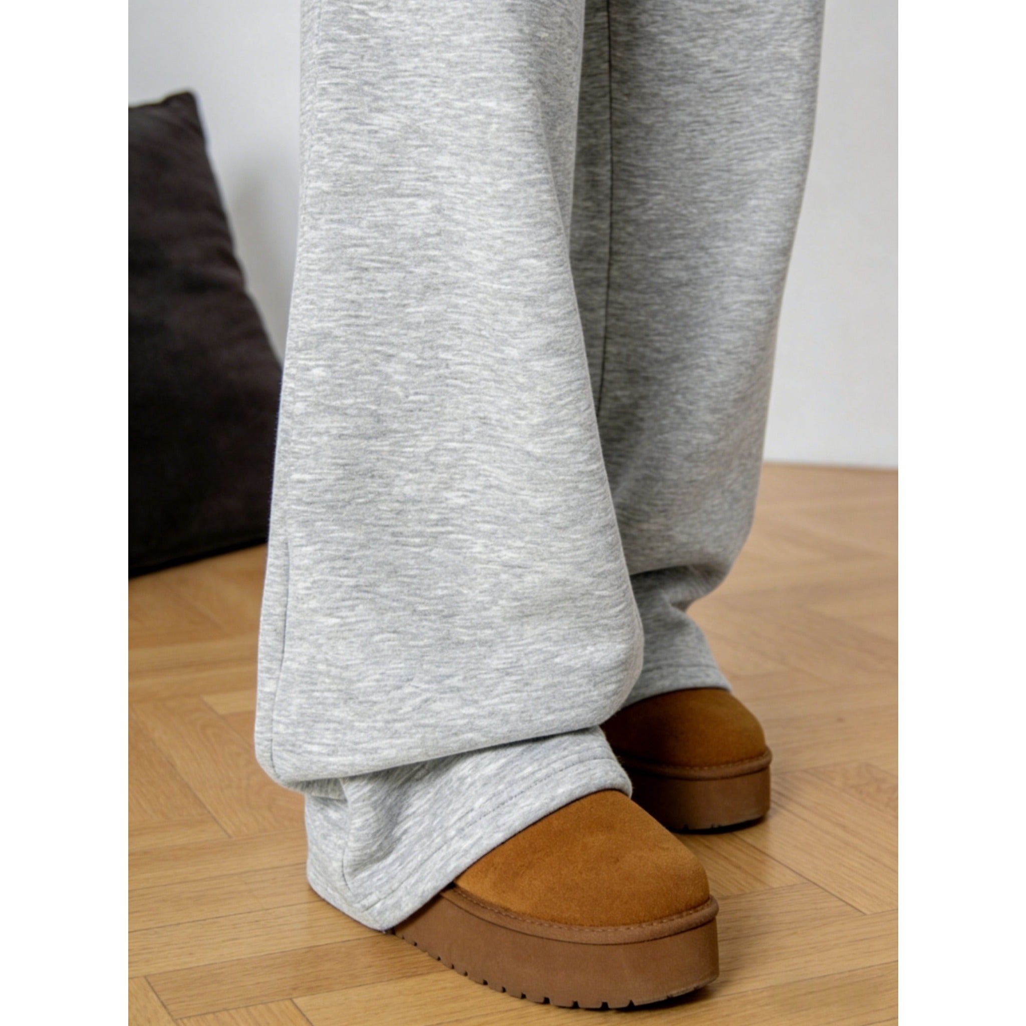 Women Casual Gray Wide Leg Long Pants, Soft Skin-Friendly Loose Trousers For Daily Commute Shopping Travel Gatherings
