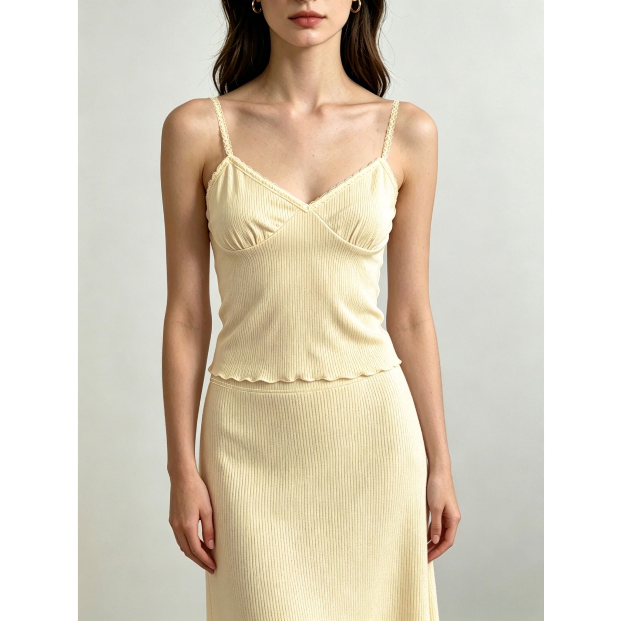Soft Pure Desire Women 2 Piece Outfit, Solid Cami Slim Matching Set For Daily Commute Travel Party
